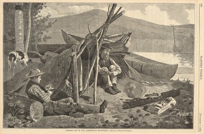 ハーパーのアディロンダック山脈でのキャンプ 作： Winslow Homer