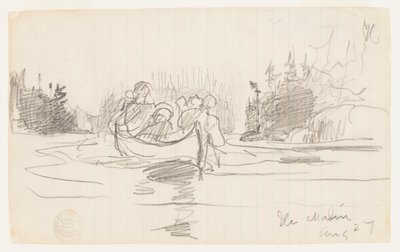 3 人の男性とのカヌー、イル マリン、ケベック 作： Winslow Homer