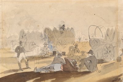 休息する有蓋貨車付きキャラバン［直方体］1861年 作： Winslow Homer