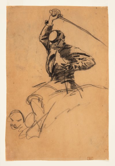 馬に乗って剣を持つ騎兵 作： Winslow Homer