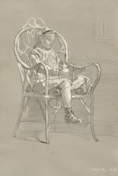 籐の椅子に座った子供、1874年 作： Winslow Homer