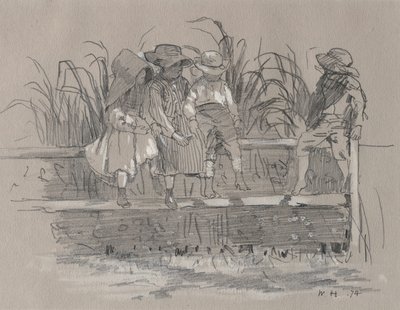 フェンスに座る子供たち 作： Winslow Homer