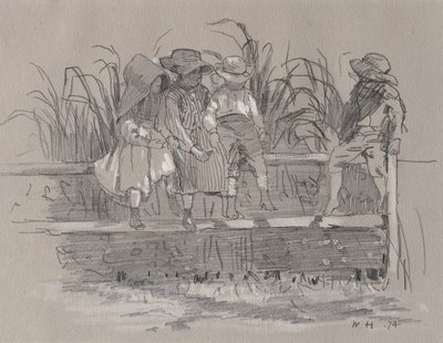 フェンスに座る子供たち 作： Winslow Homer