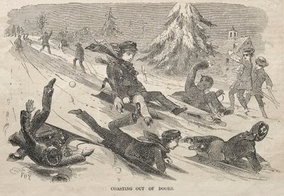 ドアの外での惰走、1857年。 作： Winslow Homer