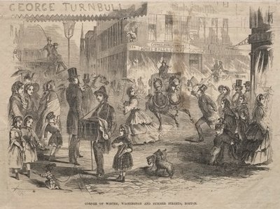 コーナーウィンター、ワシントン、サマーストリート、ボストン、1857。 作： Winslow Homer