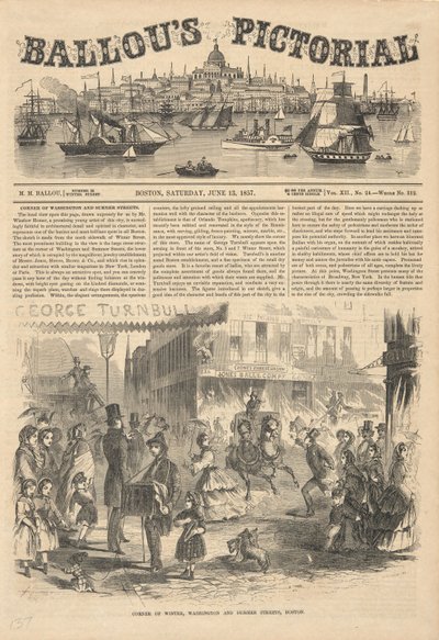 ワシントン州ウィンターストリートとボストンのサマーストリートの角、バルーから 作： Winslow Homer