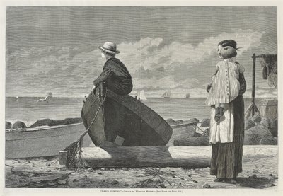1873年11月1日、Dads Coming！（新聞用紙に木版画） 作： Winslow Homer