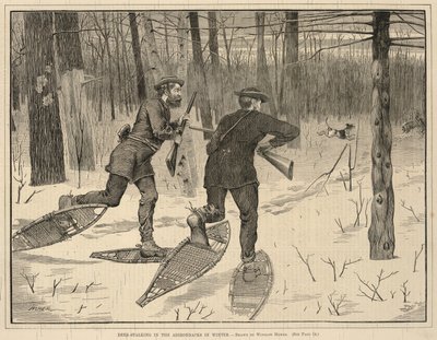 冬のアディロンダックでの鹿歩き（『毎週土曜日』1871年1月21日号より 作： Winslow Homer
