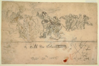 1886年10月20日、ボランティア募集の図面 作： ウィンスロー・ホーマー