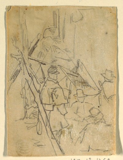 素描「陸軍の野営地」1862年 作： ウィンスロー・ホーマー