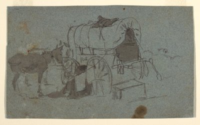 軍用馬車とラバの図面、1862年頃 作： ウィンスロー・ホーマー