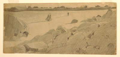ドローイング、マーシュフィールドの海岸、1869-74年 作： ウィンスロー・ホーマー