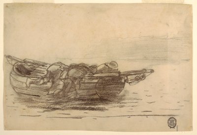 1881-82年、イギリス、カラーコーツ、銃柵によじ登る漁師たち 作： ウィンスロー・ホーマー