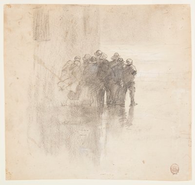 ドローイング、オイルスキンを着た漁師、カラーコーツ、イギリス、1881年 作： Winslow Homer