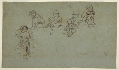 ドローイング、少年の5つのスケッチ、1872年頃 作： Winslow Homer
