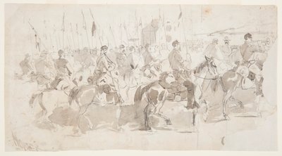 1862年4月2日、アレクサンドリアからオールド・ポイント・コンフォートへ向かうマクレラン将軍の騎兵第6連隊の図面。 作： Winslow Homer