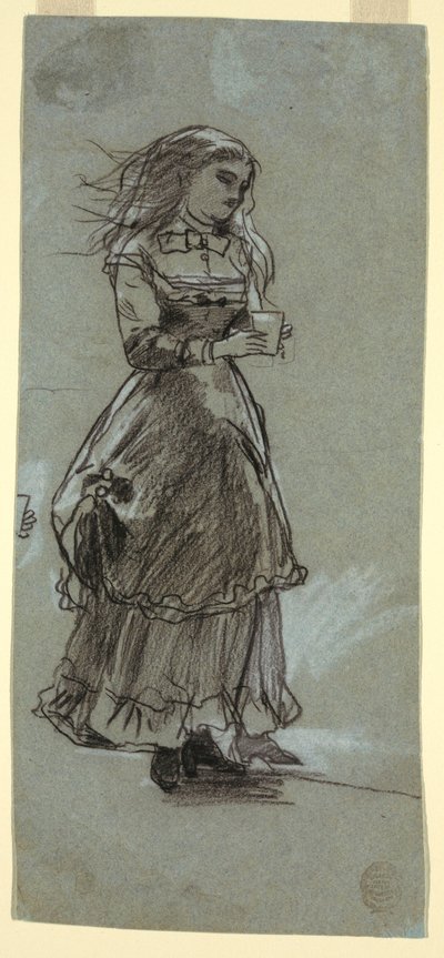 ドローイング、グラスを持つ少女、おそらく1869年 作： Winslow Homer