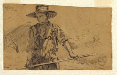 1864年頃のドローイング、牧草作り 作： Winslow Homer