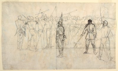 図面、歩兵ライフル・ドリル、シクルス連隊、1862年 作： Winslow Homer