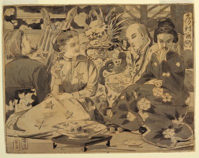 デッサン、国際茶会、1867年頃 作： Winslow Homer