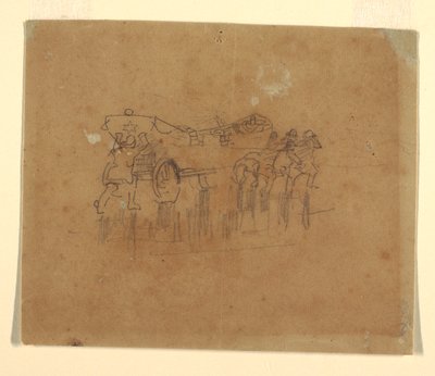 素描、馬車付き救命艇（油彩画「難破船」のための習作、1896年、カーネギー・インスティテュート、ピッツバーグ、ペンシルバニア）、1895-96年［あるいは1881年］。 作： ウィンスロー・ホーマー