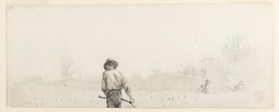 デッサン、鎌を持つ男、1865年頃 作： ウィンスロー・ホーマー