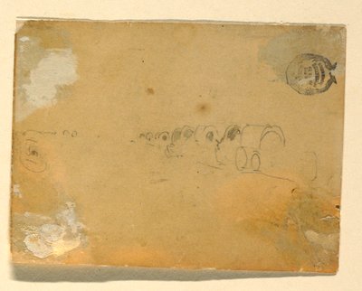素描、荷馬車列車の概要スケッチ、1862年 作： Winslow Homer