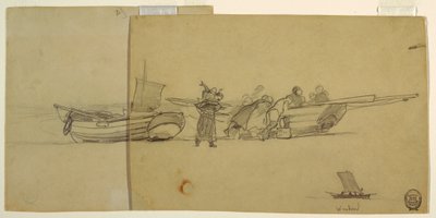 素描、フィッシング・ドリーの一部、イギリス、1881-82年 作： ウィンスロー・ホーマー