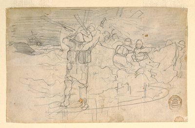 素描、赤い光、おそらく1883年 作： Winslow Homer