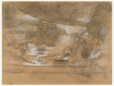 ドローイング、2人の女性と船の甲板、1886年7月15日の可能性 作： Winslow Homer