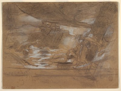 ドローイング、2人の女性と船の甲板、1886年7月15日の可能性 作： Winslow Homer