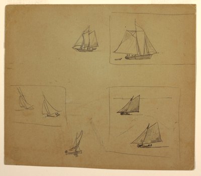 素描、帆船のスケッチ、1881-82年 作： Winslow Homer