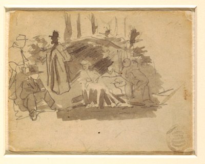ドローイング、キャンプする兵士たち、1862年 作： ウィンスロー・ホーマー
