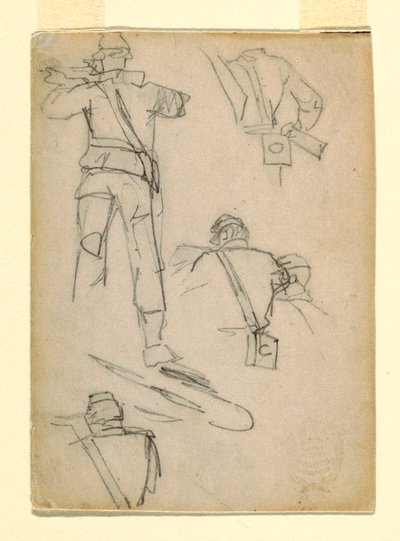 ドローイング、狙いを定める兵士の研究、1862年 作： Winslow Homer