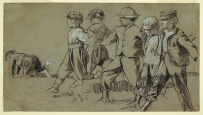 素描、『鞭を鳴らす』のための習作、1872年 作： ウィンスロー・ホーマー