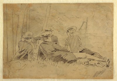 ドローイング、『釣りパーティー』のための習作、1869年頃 作： Winslow Homer