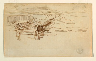 図面、進水する2隻のドリー（イギリス、1881年 作： Winslow Homer