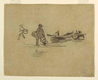 素描、二人の漁師、イギリス、1881-82年 作： Winslow Homer
