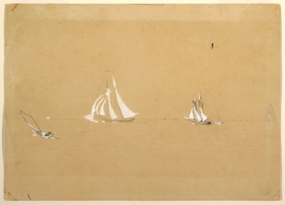素描、2隻のスクーナー、1880年 作： Winslow Homer