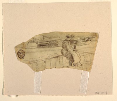 素描《壁に座る二人の女性》カラーコーツ、イギリス、1881-82年 作： Winslow Homer