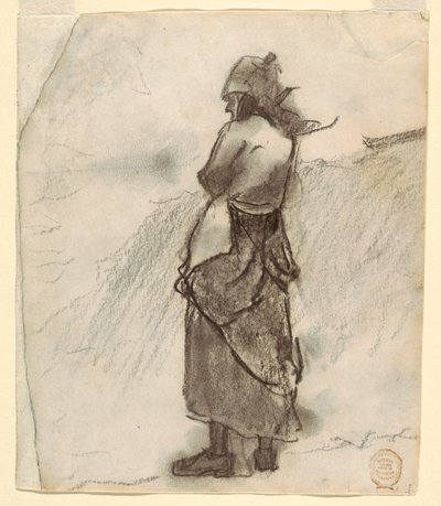 素描《海を眺める女》カラーコーツ、イギリス、1881-82年 作： ウィンスロー・ホーマー