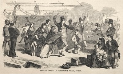 1857年、ボストンのコンスティテューションワーフへの移民の到着。 作： Winslow Homer