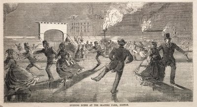 1859年、ボストンのスケートパークでの夜のシーン。 作： Winslow Homer