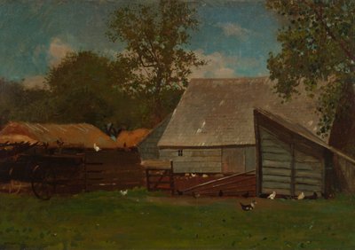 アヒルとニワトリのいる農場 作： Winslow Homer
