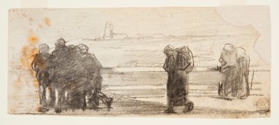 湾と小さなボートを見下ろす数字、イギリス、カラーコート 作： Winslow Homer