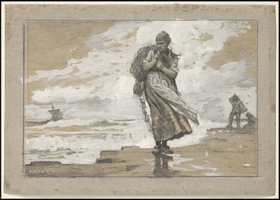 網を持つフィッシャーガール、1882 作： Winslow Homer