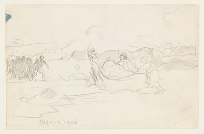 ドリーを浜辺に打ち上げる漁師 作： Winslow Homer