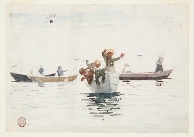 子供と手漕ぎボート 4 隻 作： Winslow Homer