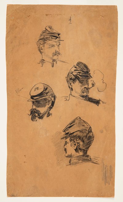 兵士の頭部に関する 4 つの研究 作： Winslow Homer
