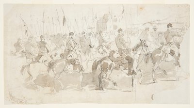 マクレラン将軍の第 6 騎兵連隊、オールド ポイント コンフォートに向けてアレクサンドリアに乗り出す 作： Winslow Homer